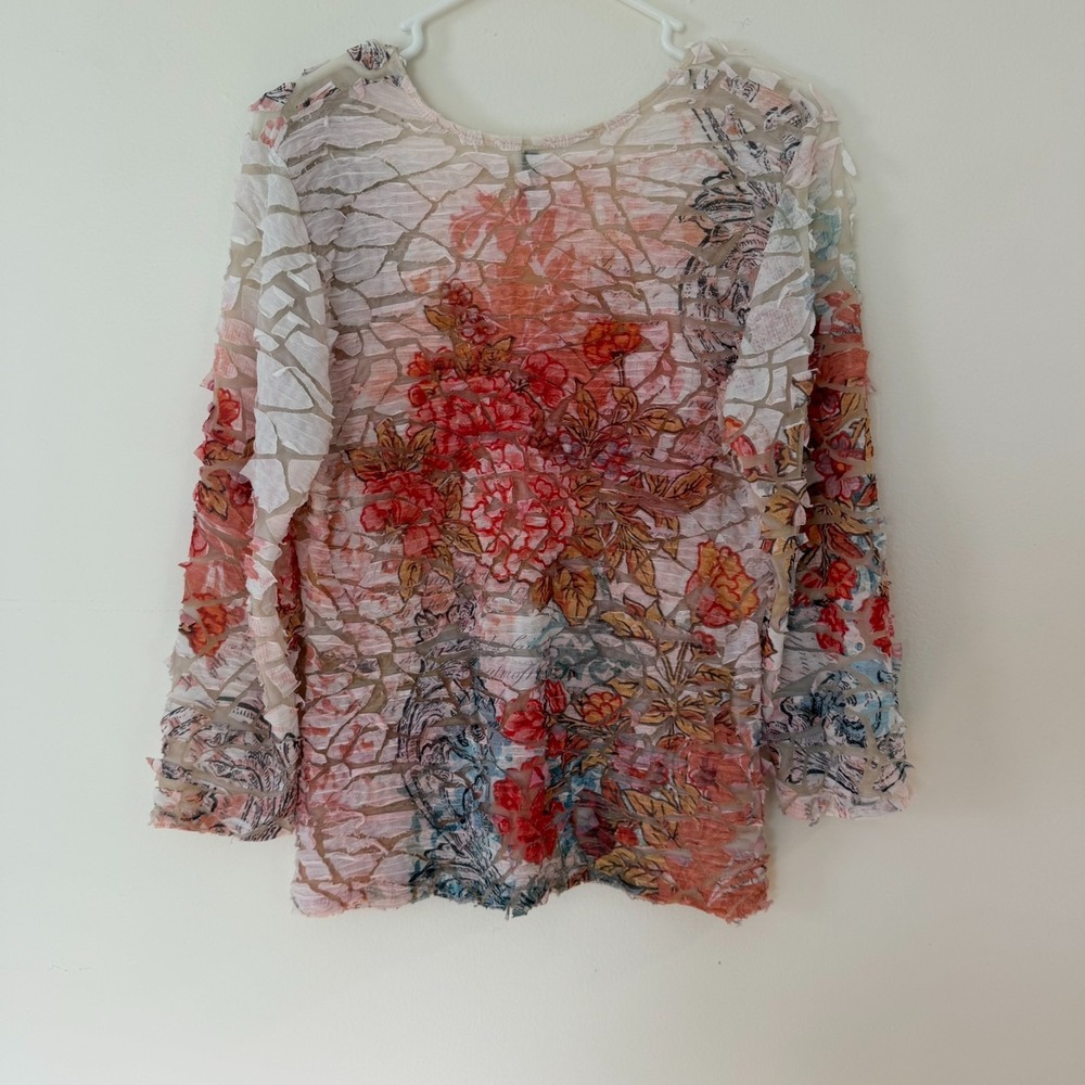 Cubism Size XL Patchwork Long Sleeve Top Multicolor Fairy Grunge Artsy Eclectic‎ - Picture 2 of 13